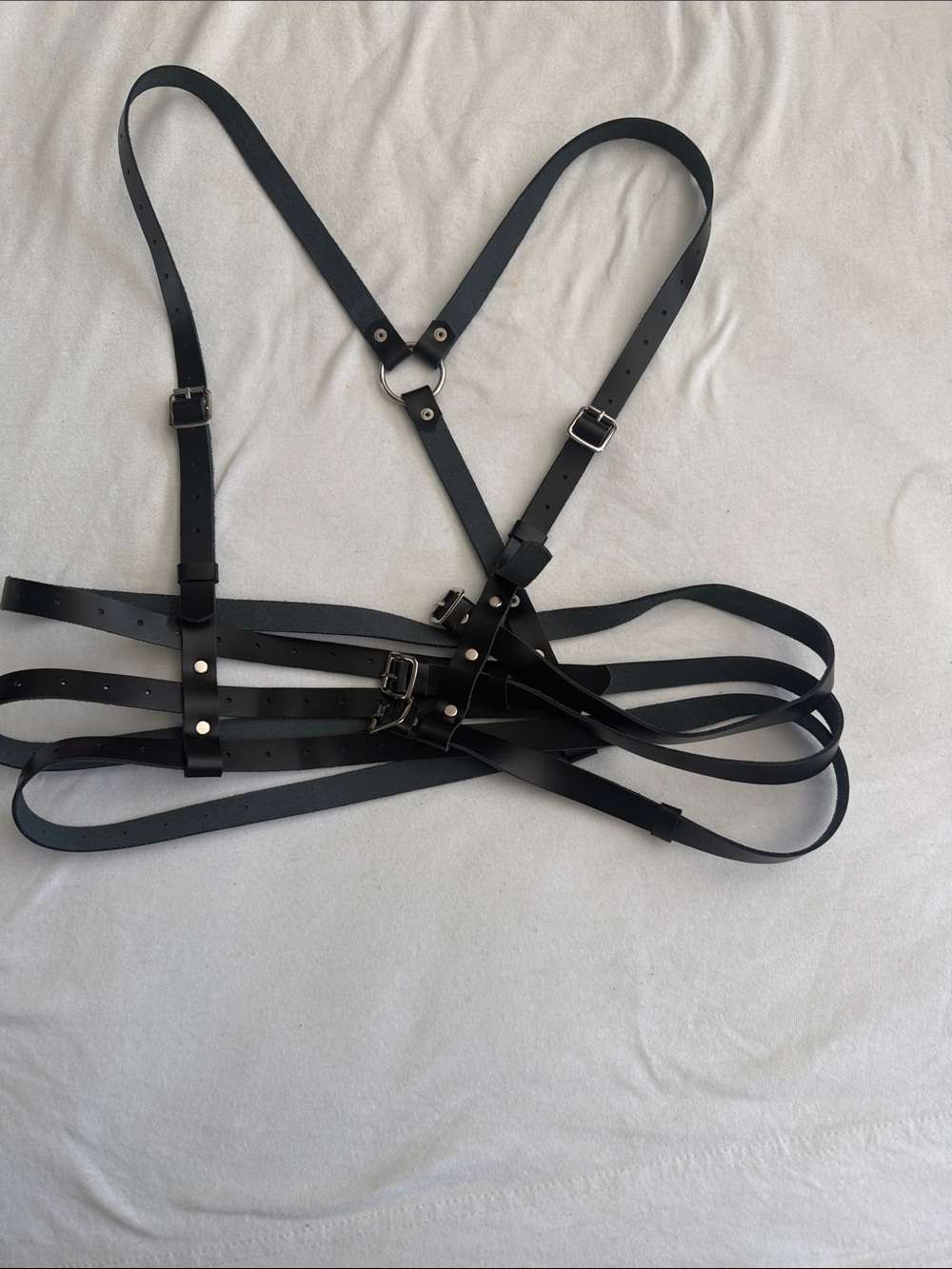 Black Adjustable Leather Harness Belt - Women Accessories